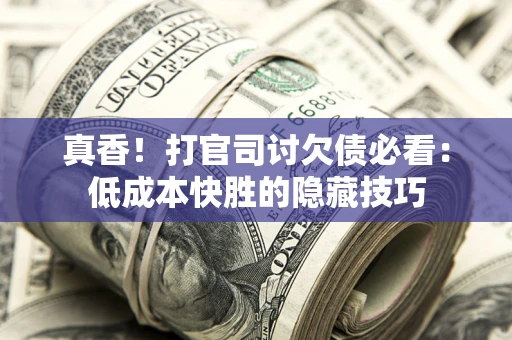 武汉真香！打官司讨欠债必看：低成本快胜的隐藏技巧